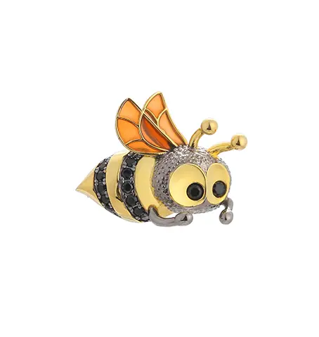 C00547 925 Sterling Silver Bee Enamel Brooch