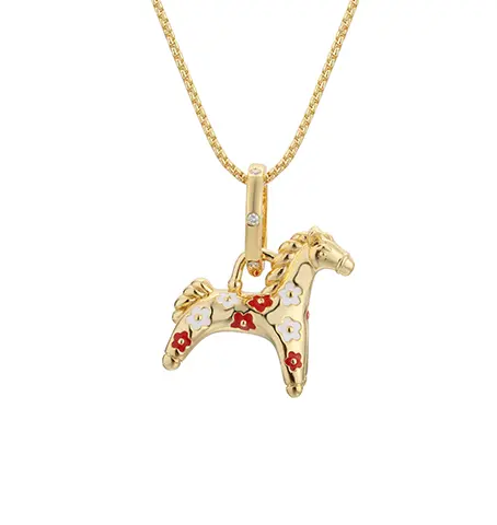 N03587 925 Sterling Silver Horse Enamel Necklace