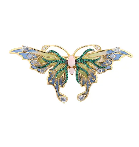 C00472 925 Sterling Silver Butterfly Enamel Brooch