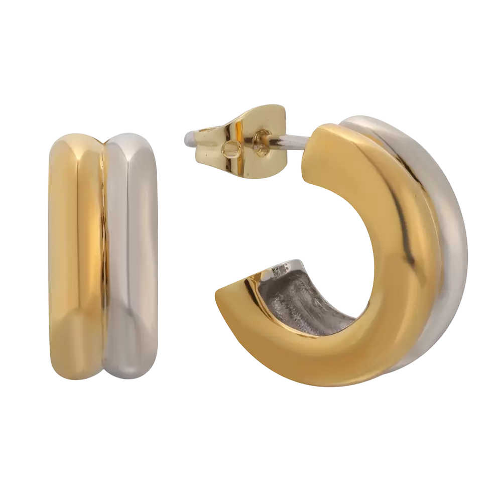 E04058K 925 Sterling Silver Two Tone Earring