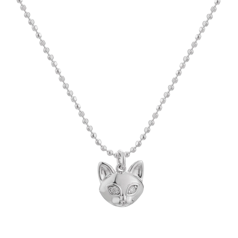 N03627 925 Sterling Silver Cat Necklace