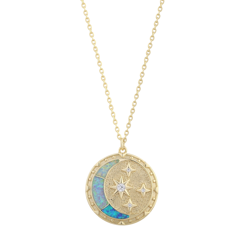 PLN03303 925 Sterling Silver Opal CZ Necklace