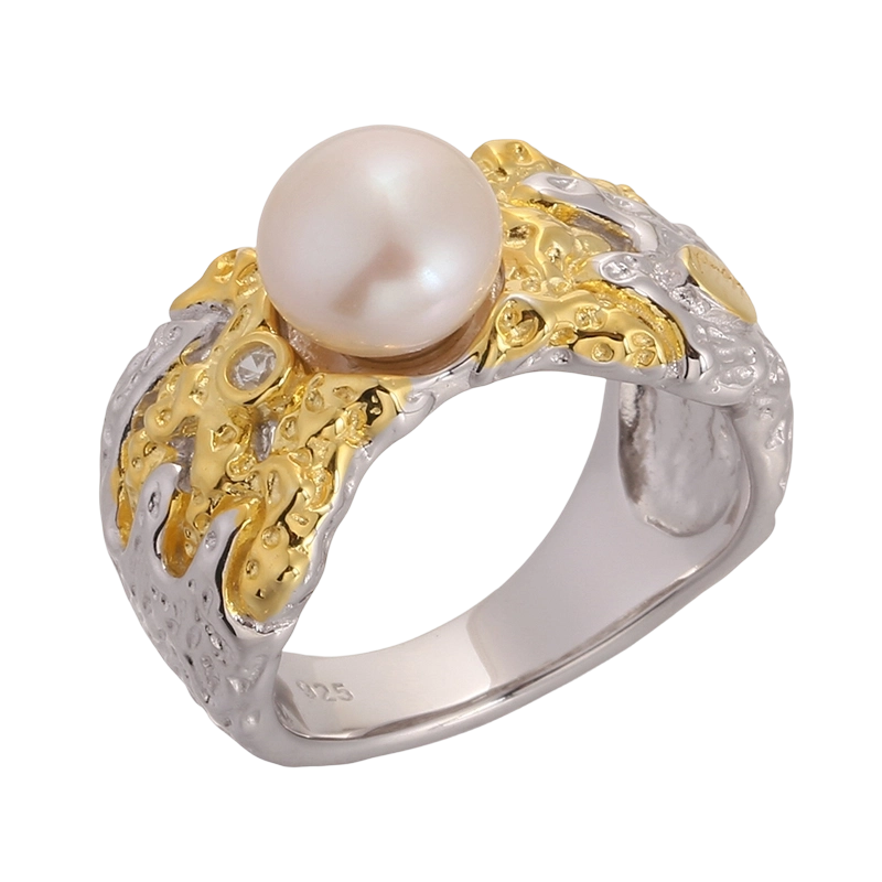 YR03621 925 Sterling Silver Pearl Handmade Ring