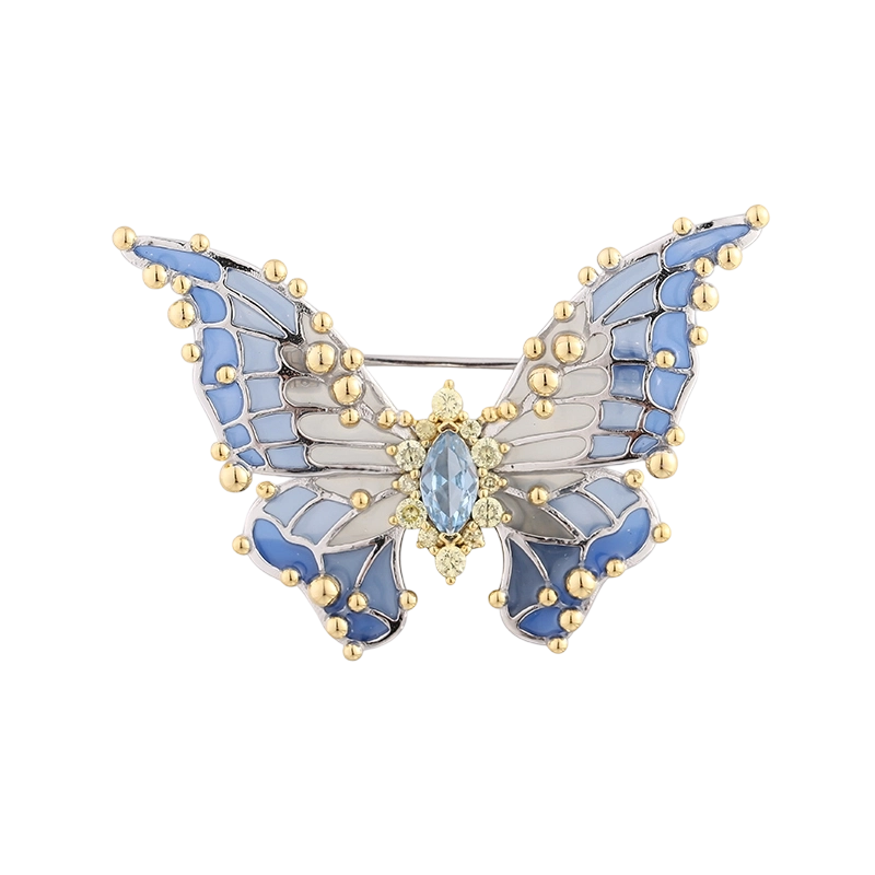 C00470A 925 Sterling Silver Butterfly Enamel Brooch