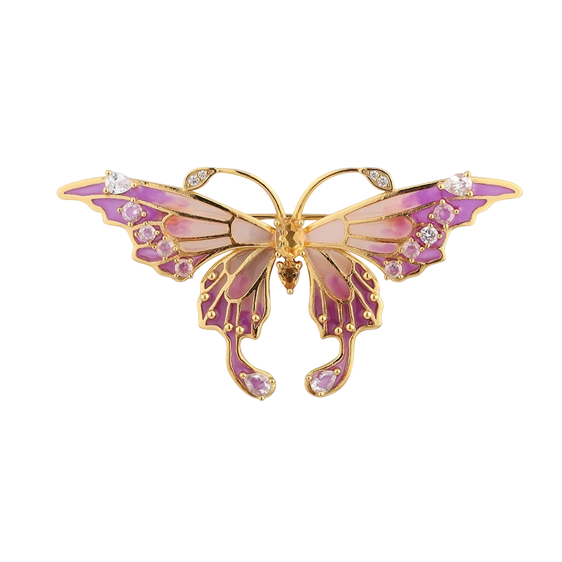 C00471 925 Sterling Silver Butterfly Enamel Brooch