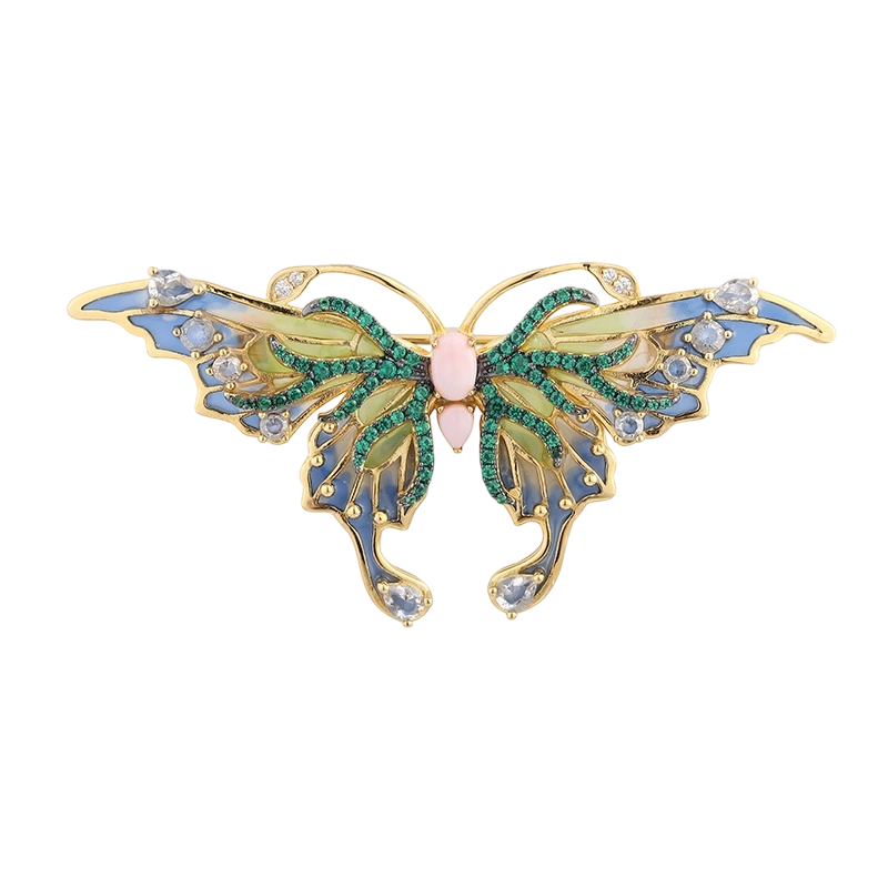 C00472 925 Sterling Silver Butterfly Enamel Brooch