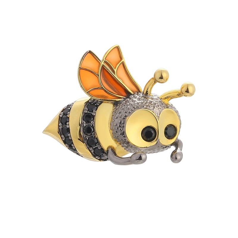 C00547 925 Sterling Silver Bee Enamel Brooch