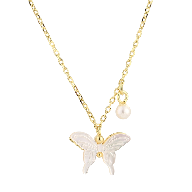 PLN03269  925 Sterling Silver MOP Butterfly Necklace