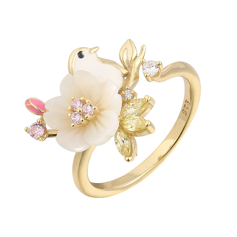 YR02679 925 Sterling Silver MOP Ring