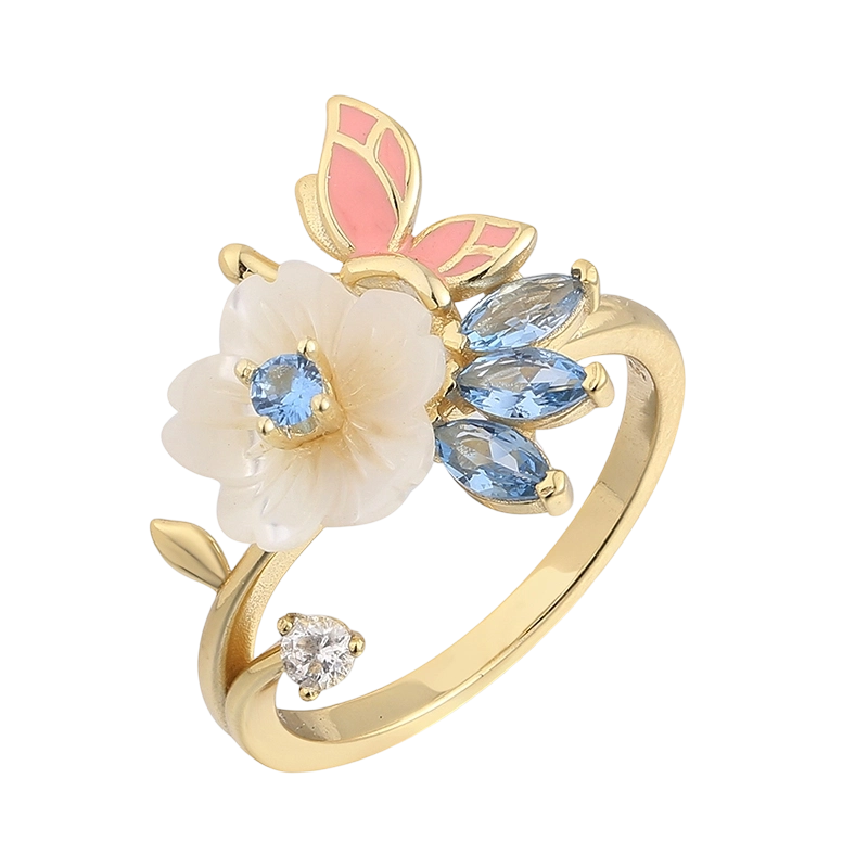 YR02682 925 Sterling Silver MOP Ring