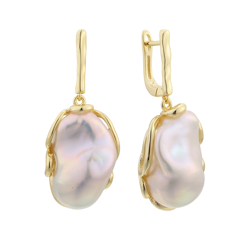 E08269 925 Sterling Silver Baroque pearl Earring
