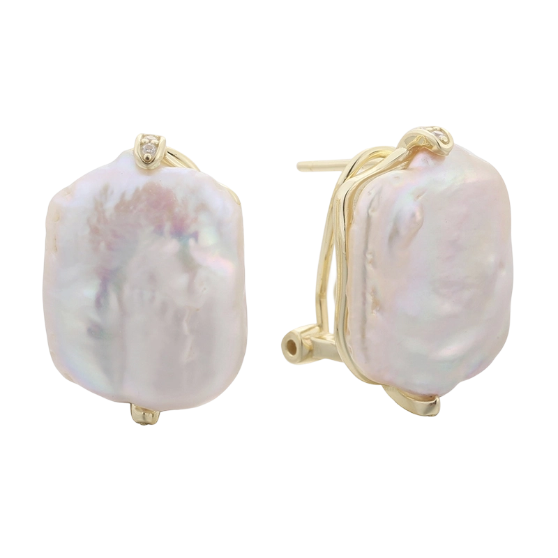 PLE07831 925 Sterling Silver Baroque pearl Earring