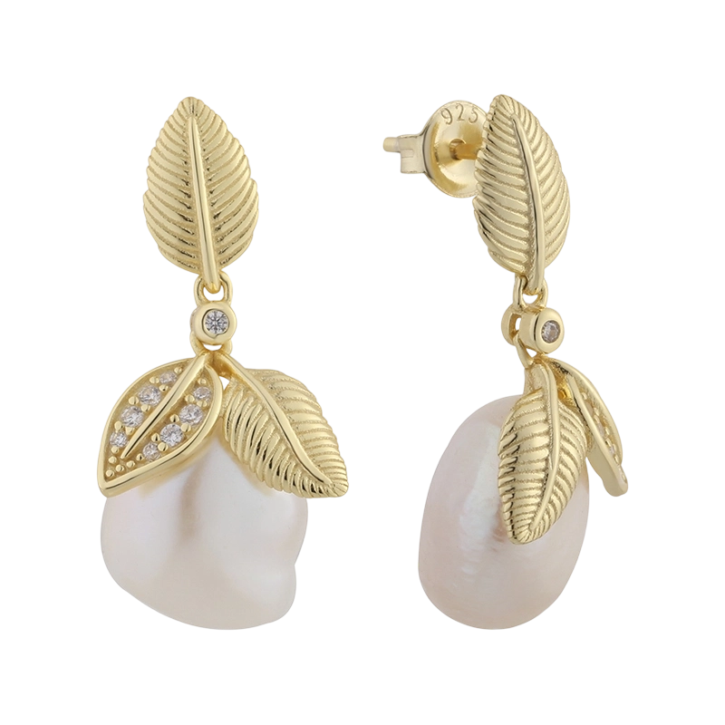 PLE07833 925 Sterling Silver Baroque pearl Earring