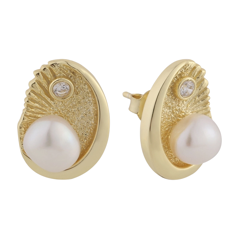 PLE07834 925 Sterling Silver Baroque pearl Earring