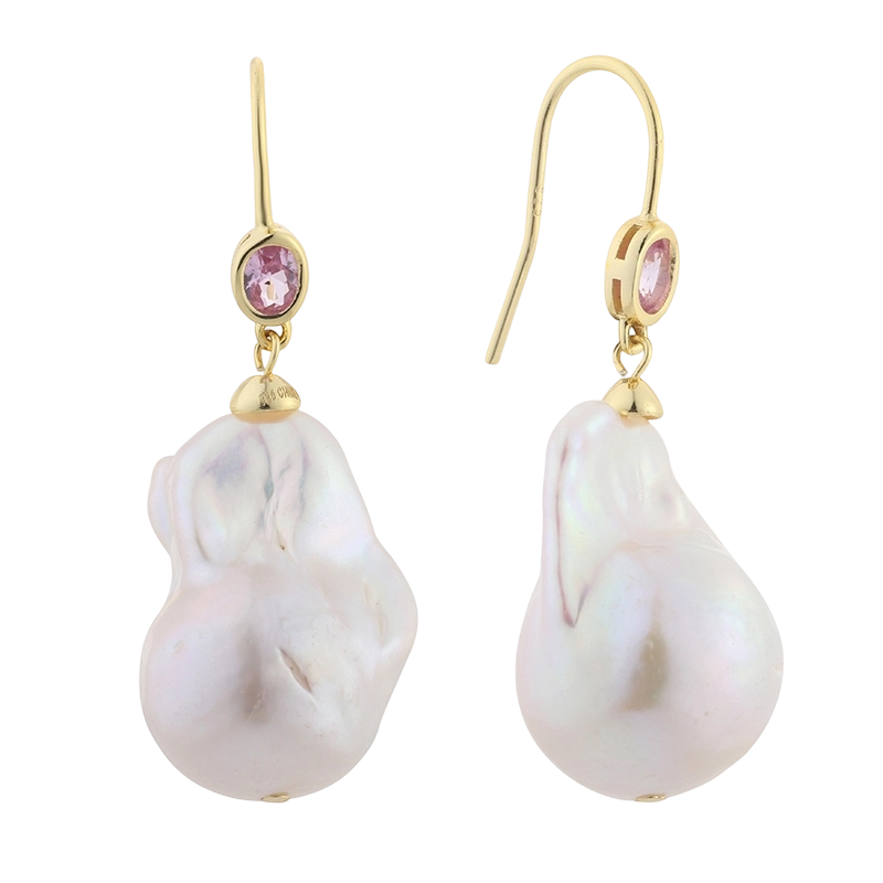 PLE08108 925 Sterling Silver Baroque pearl  Earring