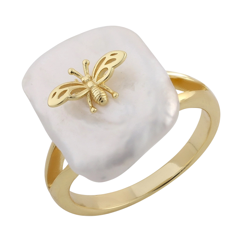 PLR03907  925 Sterling Silver Baroque pearl Ring
