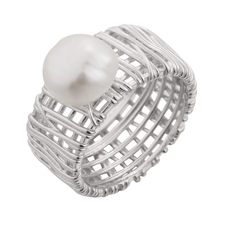 YR03378 925 Sterling Silver Baroque pearl Ring